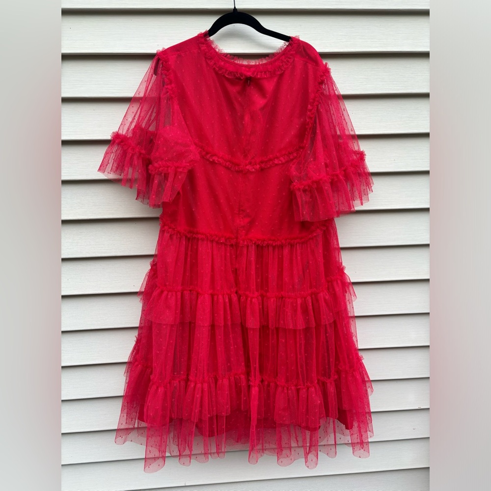 Ivy City Co Red Tiered Tulle Mini Dress - Picture 2 of 3